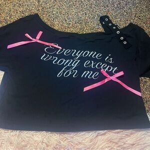 Minga London Everyone is Wrong Except for Me Off The Shoulder Bow Top Sz XS